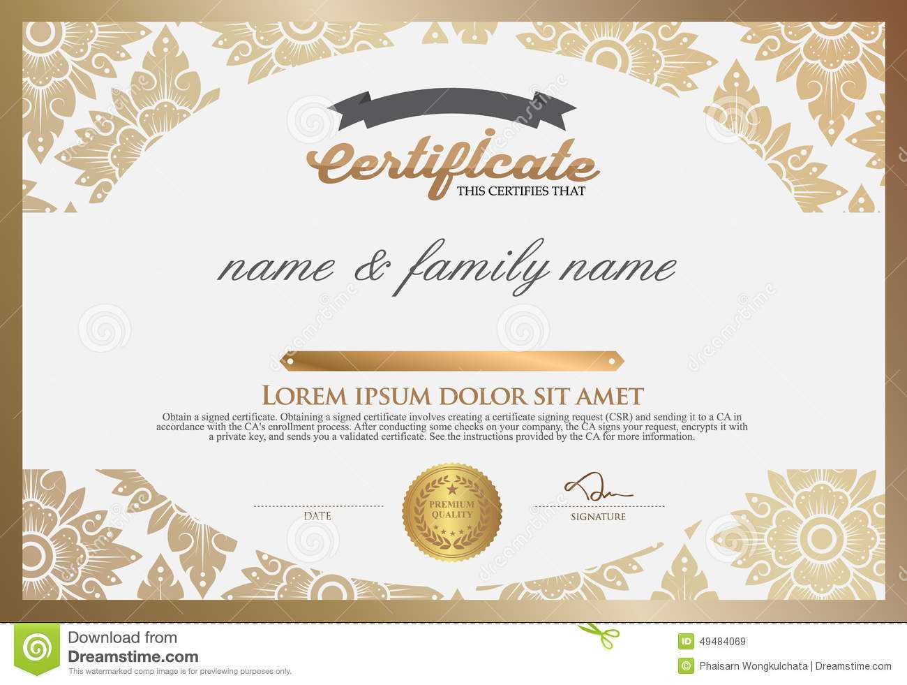 Certificate Design Template. Stock Vector – Illustration Of Intended For Design A Certificate Template