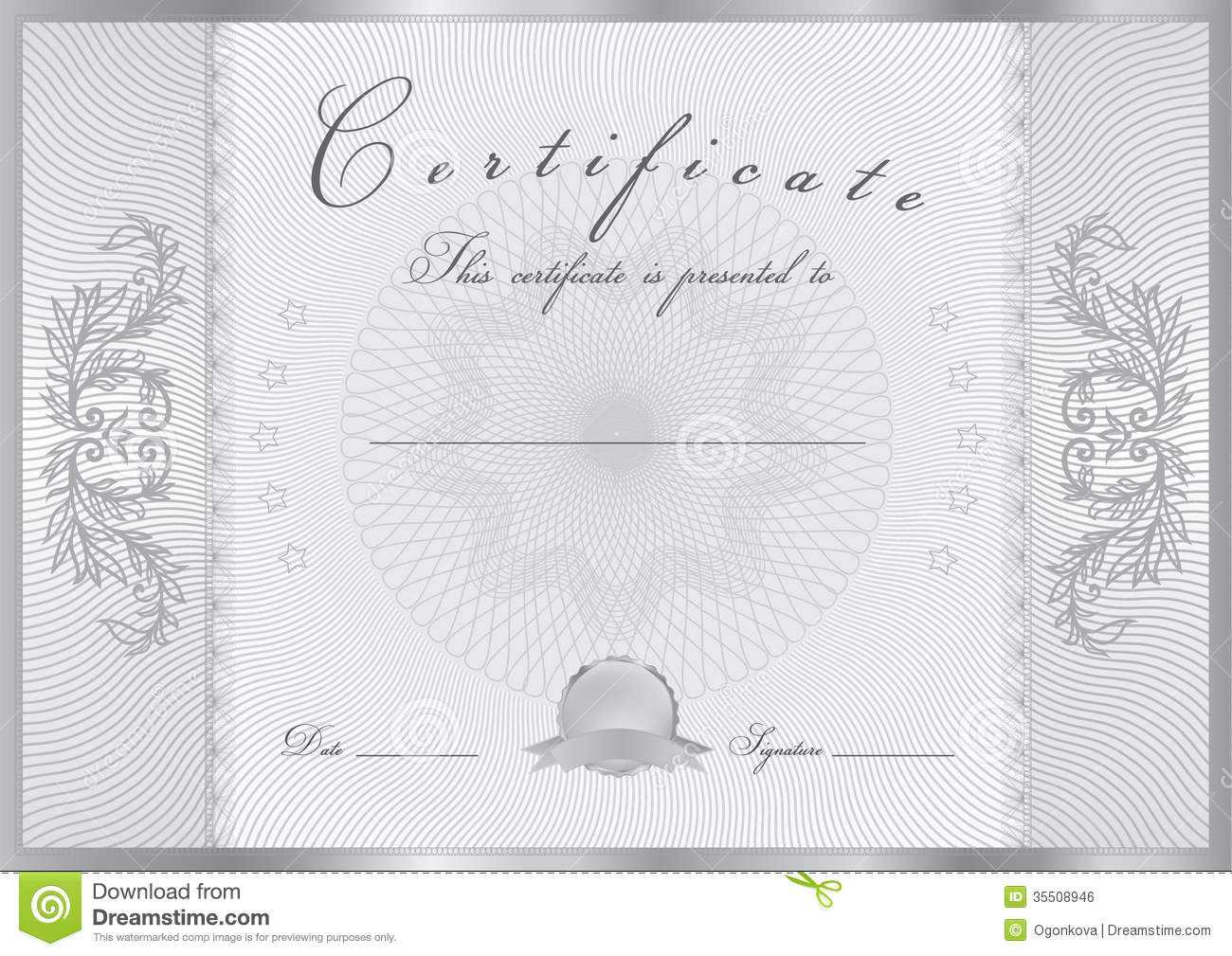 Certificate / Diploma Award Template. Pattern Stock Vector Within Scroll Certificate Templates