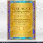 Certificate Diploma Golden Design Template Background Stock Throughout Certificate Scroll Template