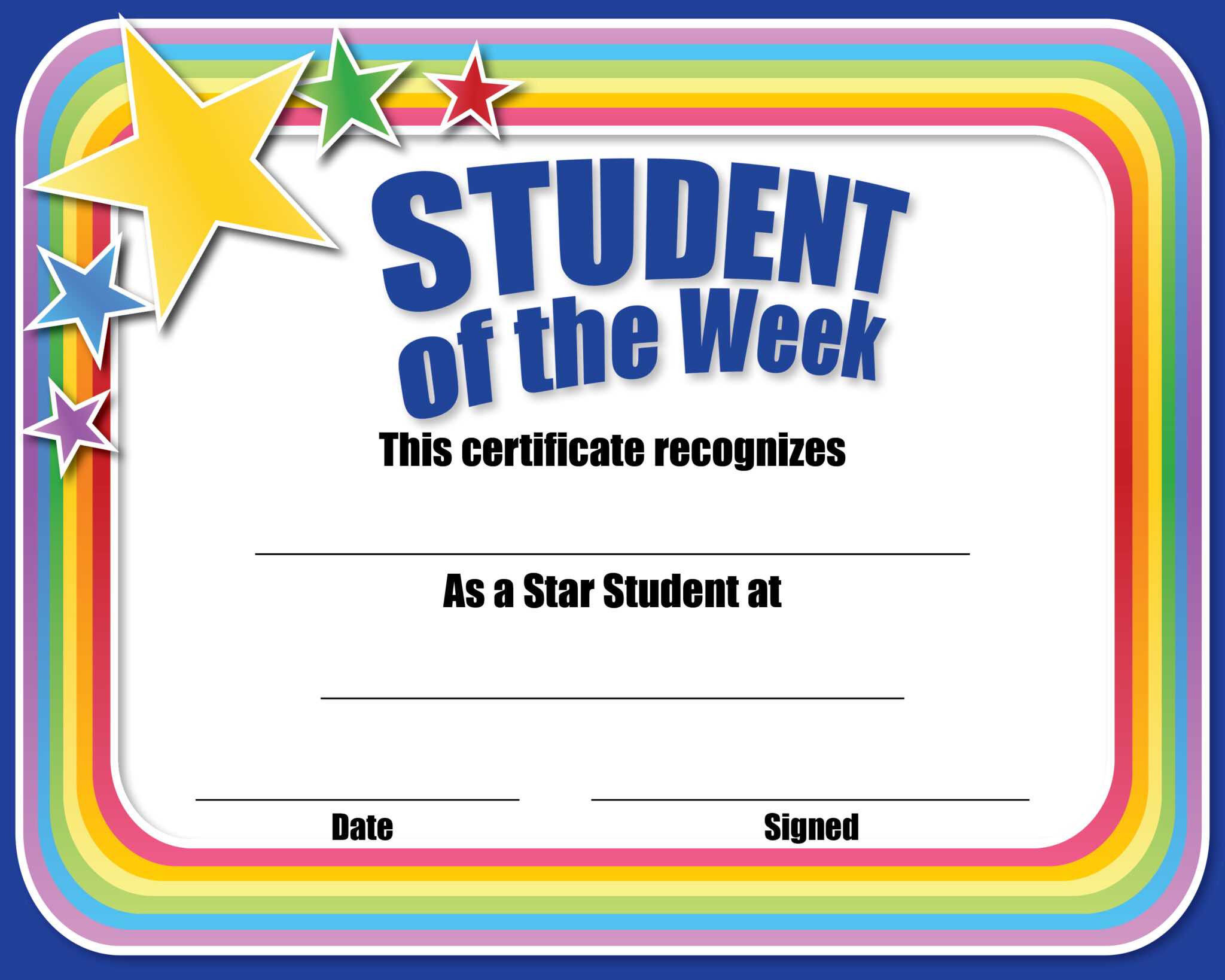 Certificate For Student Of The Month Ctsm015 School With Star Of 