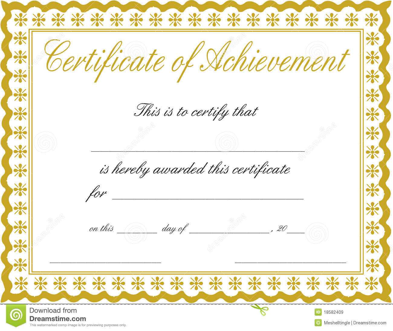 Certificate Of Achievement Stock Image. Image Of Colored Throughout Certificate Of Accomplishment Template Free