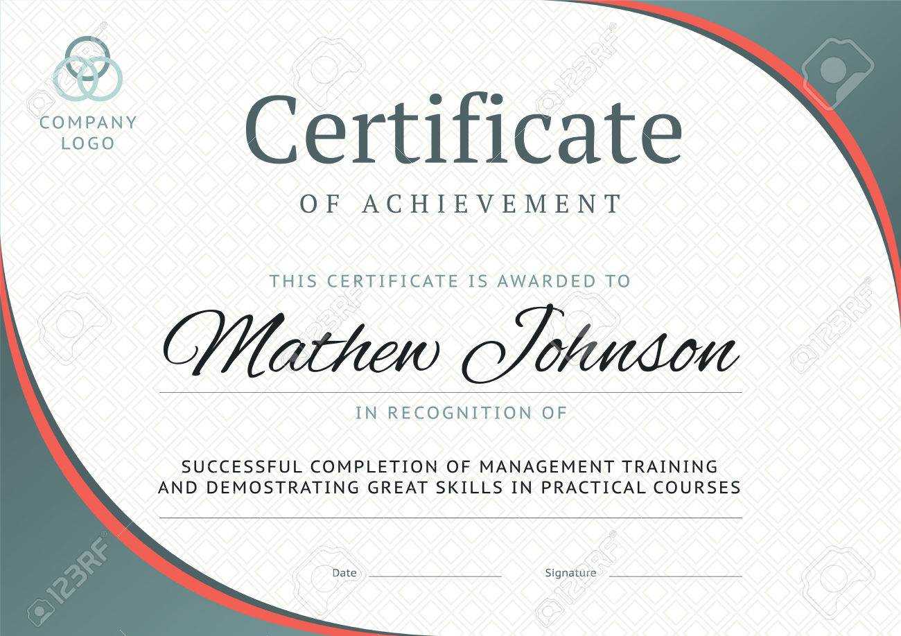 Certificate Of Achievement Template Design. Business Diploma.. Inside Free Training Completion Certificate Templates
