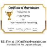Certificate Of Appreciation For Dinner Certificate Template Free