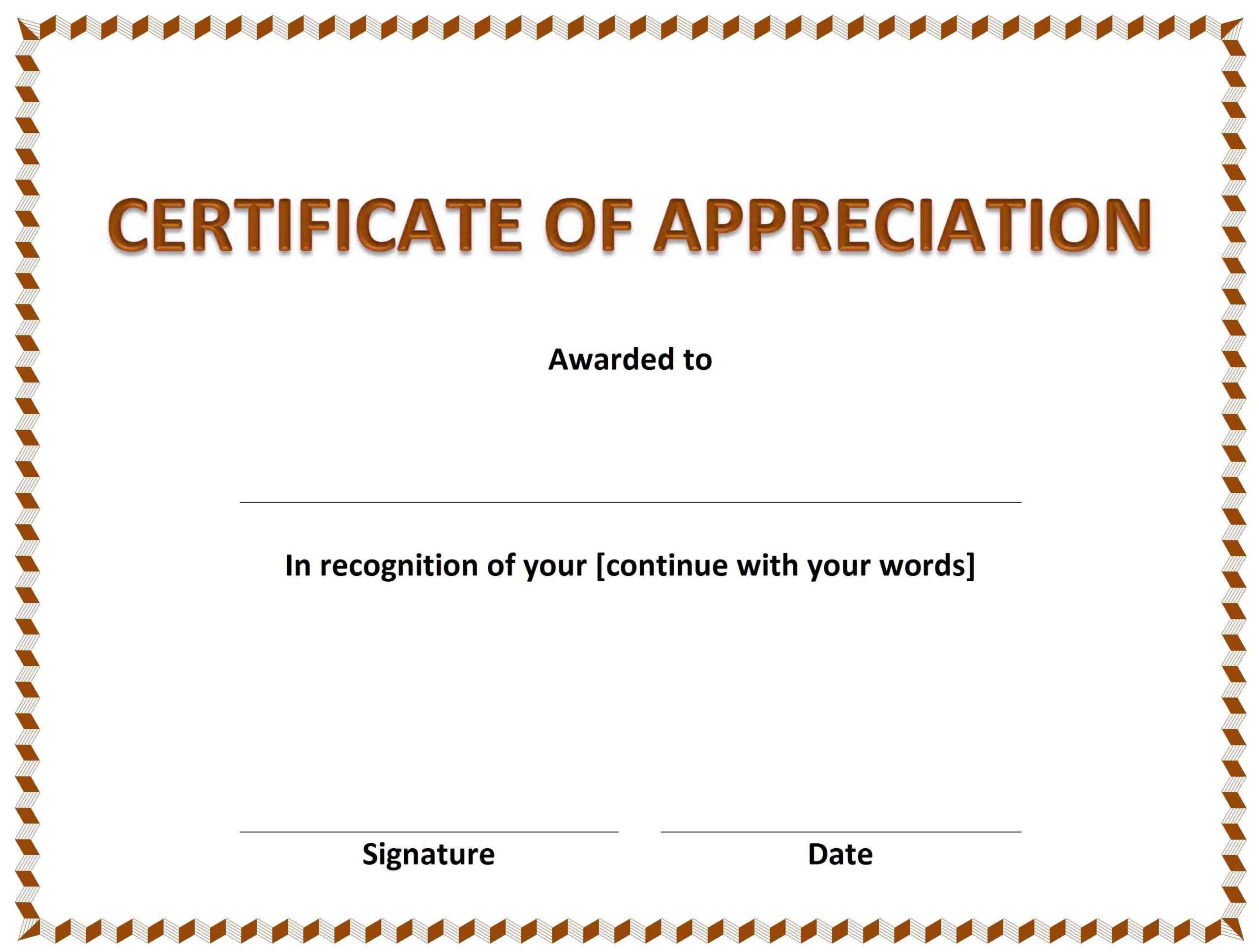 Certificate Of Appreciation » Officetemplates For Certificates Of Appreciation Template