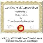 Certificate Of Appreciation Regarding Dinner Certificate Template Free