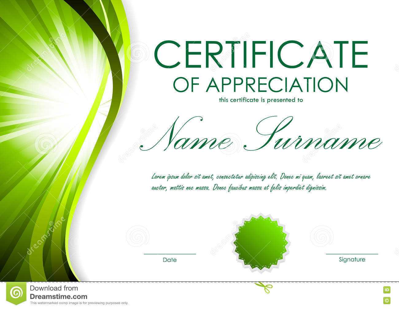 Certificate Of Appreciation Template Stock Vector For Free Certificate Of Appreciation Template Downloads
