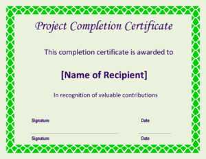 Certificate Of Completion Project | Templates At for Certificate Template For Project Completion