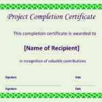 Certificate Of Completion Project | Templates At For Construction Certificate Of Completion Template