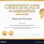 Certificate Of Completion Template Gold With Regard To Blank Certificate Of Achievement Template