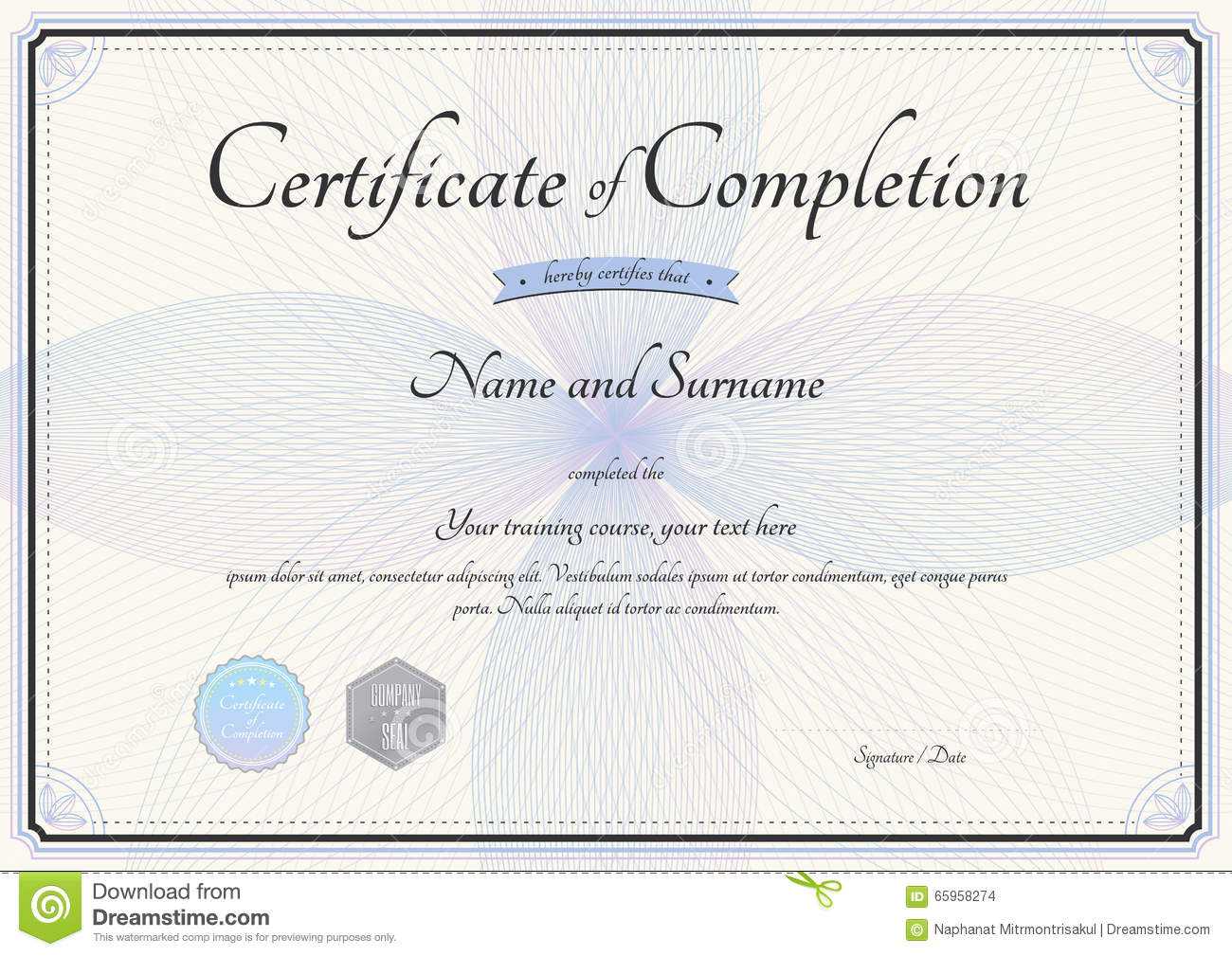 Certificate Of Completion Template In Vector With Florist For Choir Certificate Template