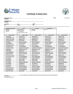 Certificate Of Destruction - Hard Drive Destruction - E throughout Hard Drive Destruction Certificate Template
