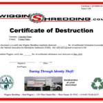 Certificate Of Destuction From Wiggins Shredding In West For Hard Drive Destruction Certificate Template