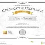 Certificate Of Excellence Template With Gold Award Ribbon On Inside Award Of Excellence Certificate Template