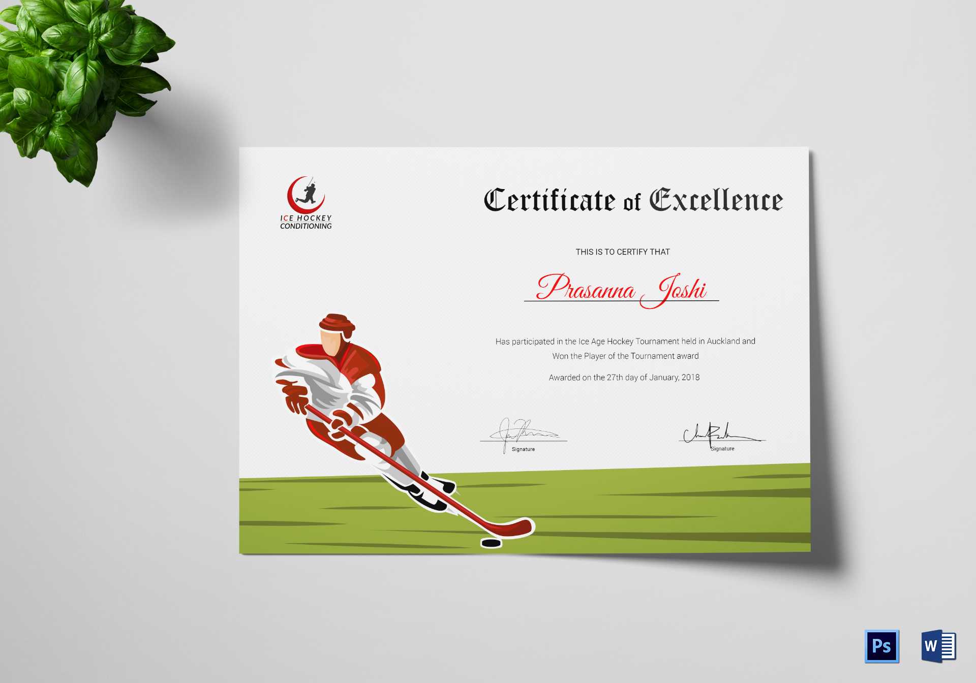Certificate Of Hockey Performance Template For Hockey Certificate Templates