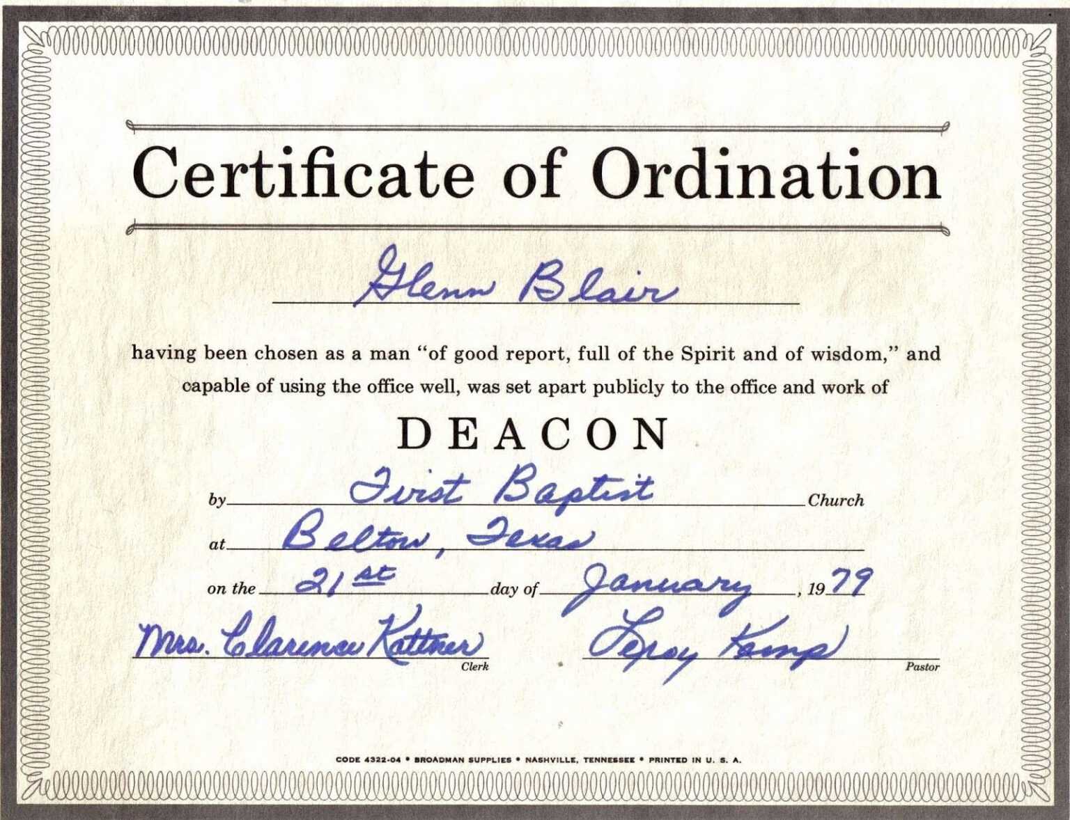 Certificate Of Ordination For Deaconess Example For Ordination 