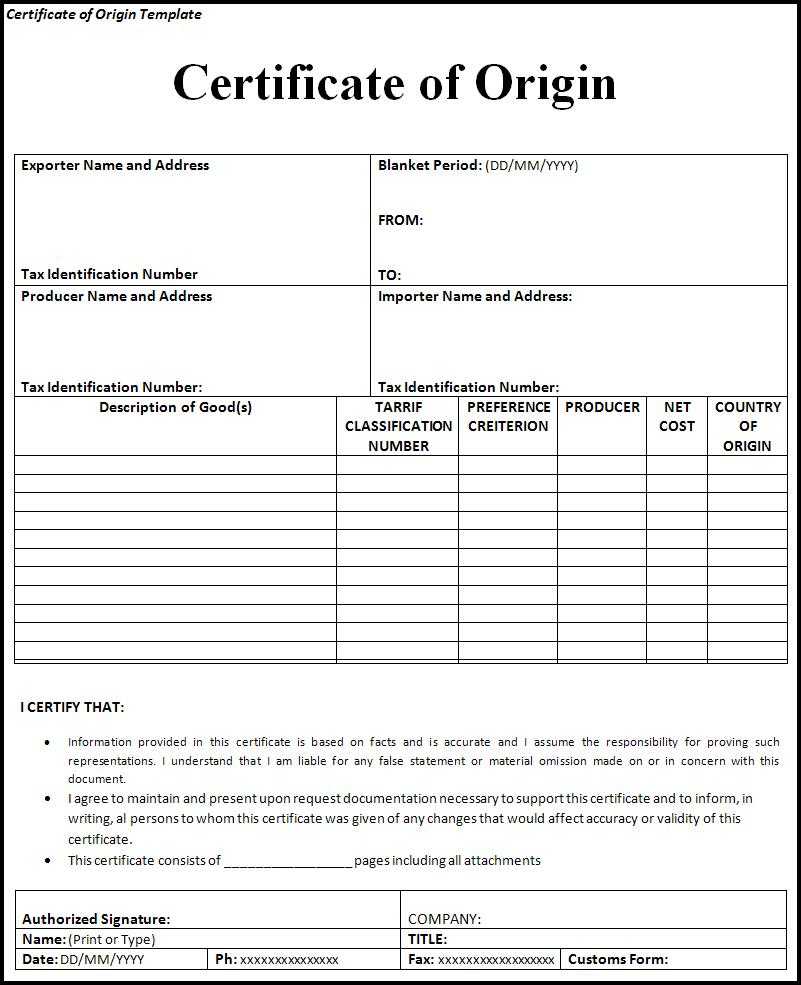 Certificate Of Origin | Trade Samaritan Intended For Certificate Of Manufacture Template