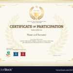 Certificate Of Participation Template In Gold Tone For Templates For Certificates Of Participation