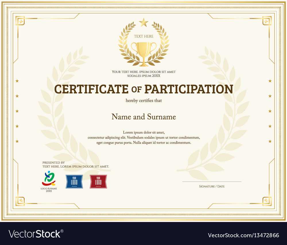 Certificate Of Participation Template In Gold Tone For Templates For Certificates Of Participation