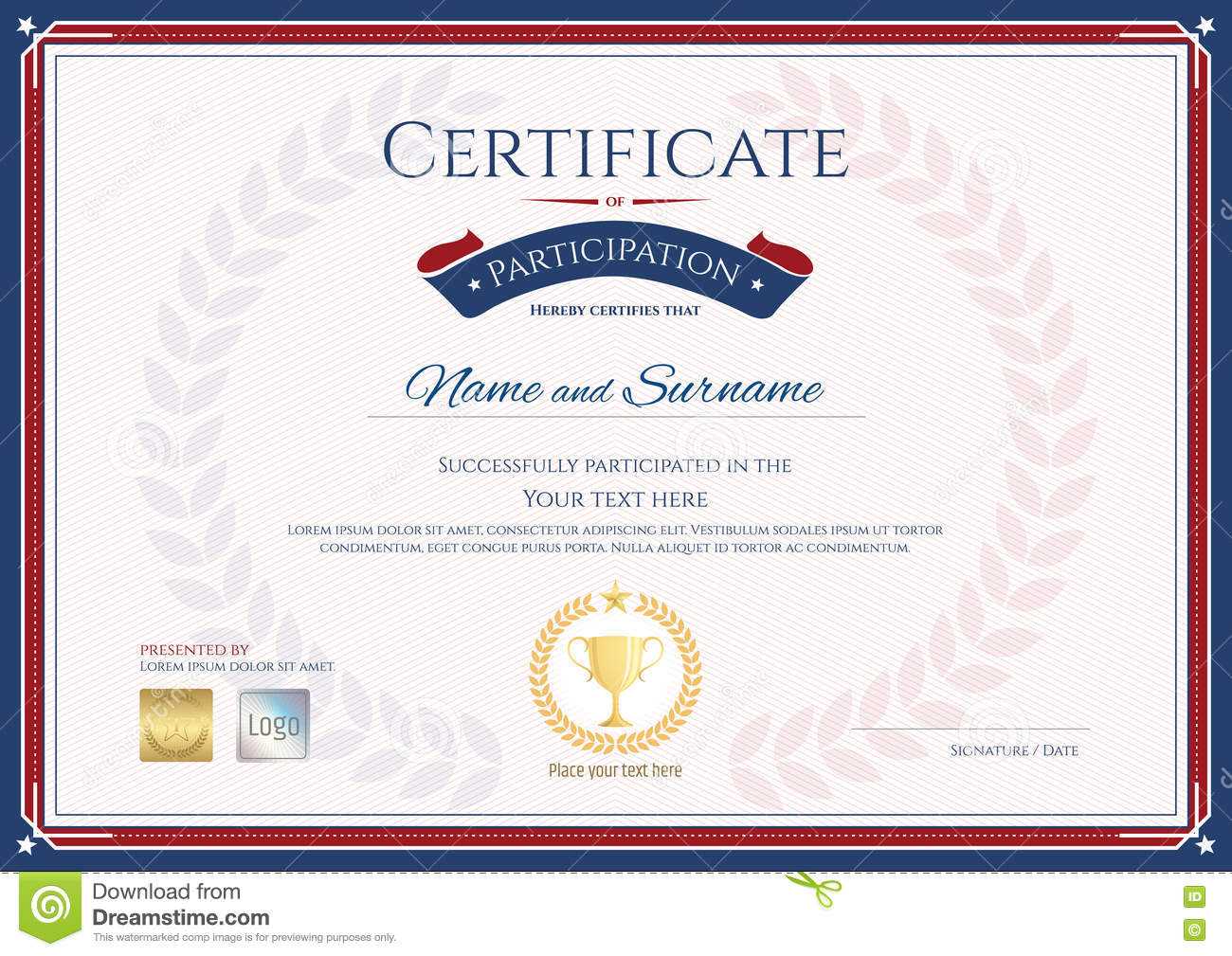 Certificate Of Participation Template In Sport Theme With Pertaining To Certification Of Participation Free Template