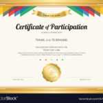 Certificate Of Participation Template With Gold With Certificate Of Participation Template Pdf