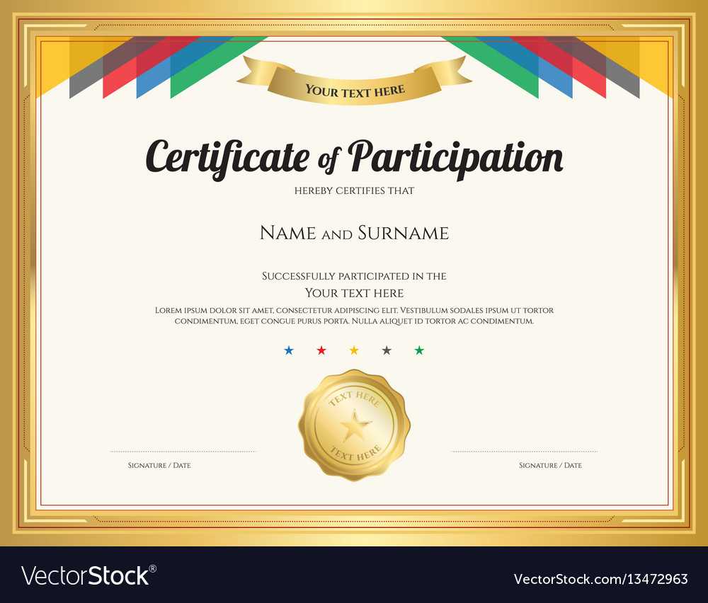 Certificate Of Participation Template With Gold With Certificate Of Participation Template Pdf
