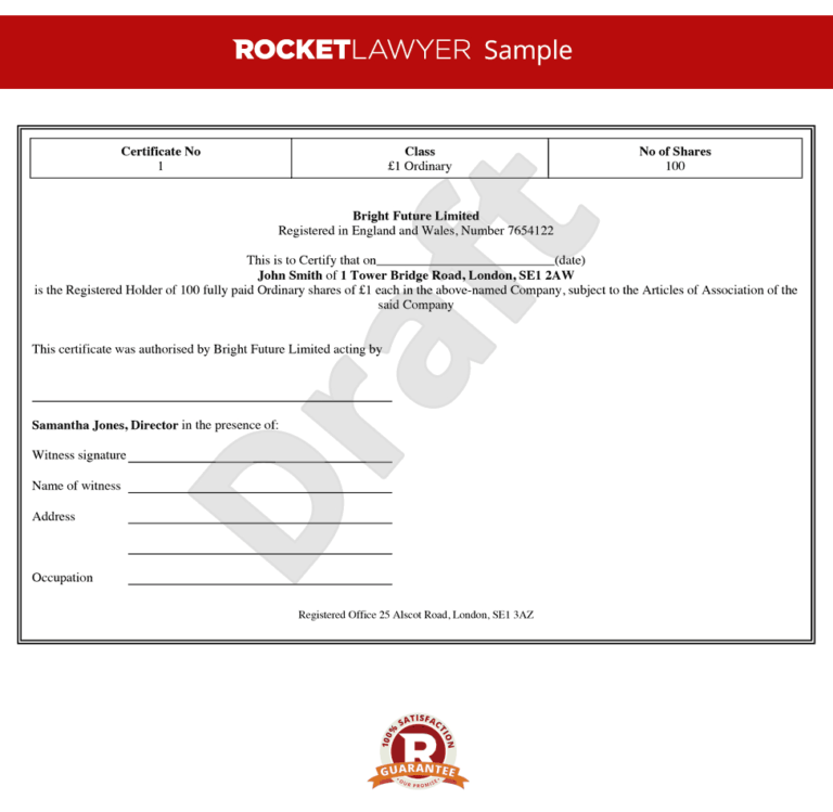 Certificate Of Shares Template ] – Uk Share Certificate Throughout