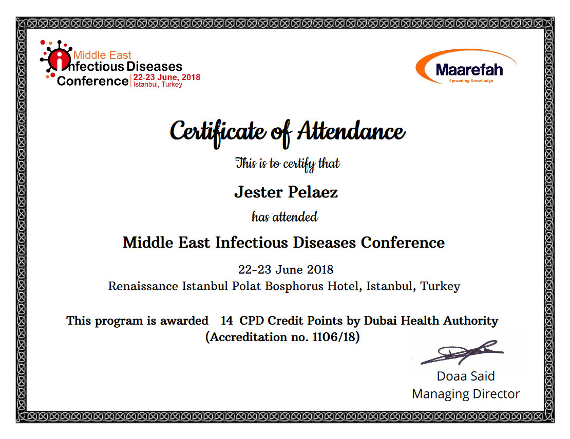 Certificate Of The Month – October 2018 – Maarefah Inside Conference Certificate Of Attendance Template