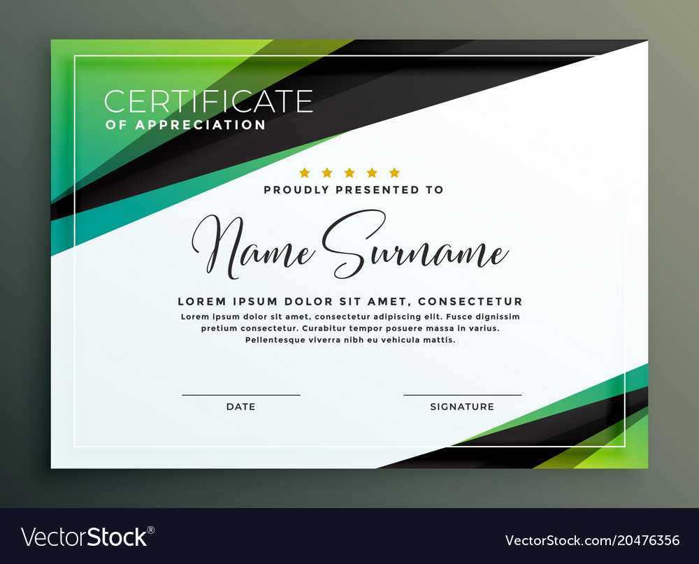 Certificate Template Design In Green Black With Regard To Design A Certificate Template