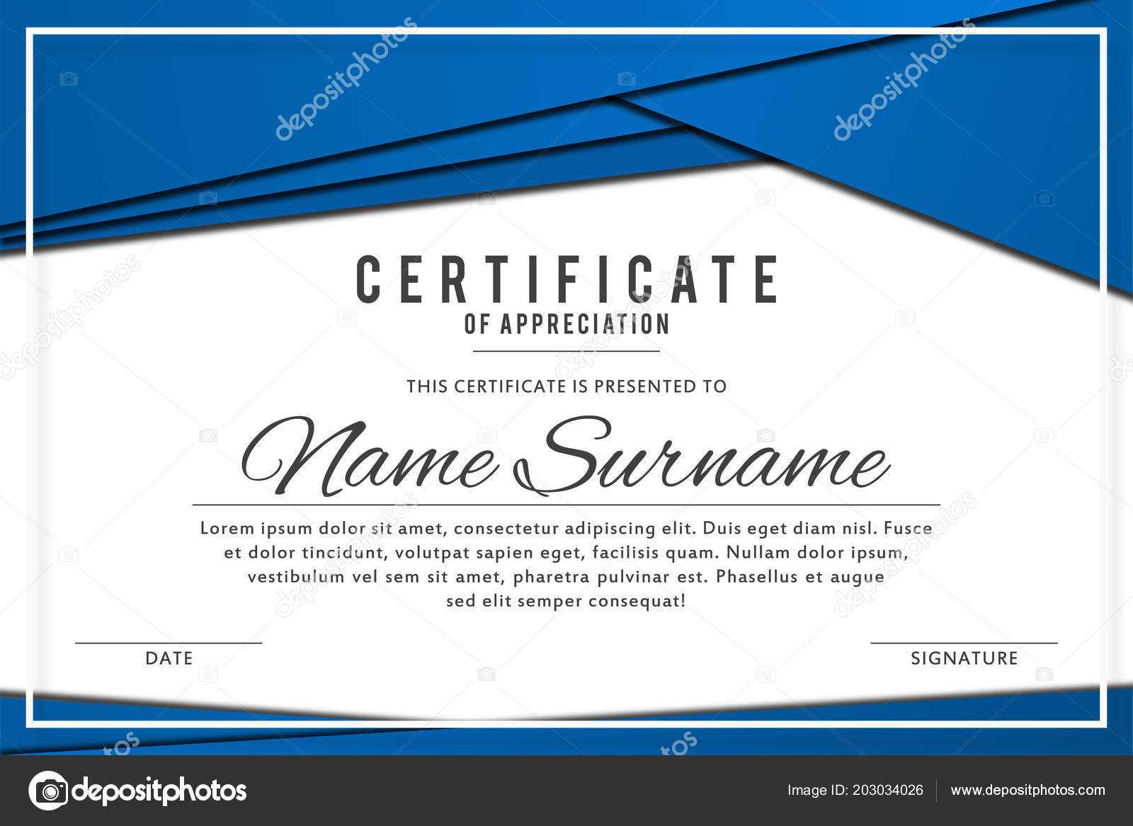 Certificate Template Elegant Blue Color Abstract Borders For Award Certificate Border Template
