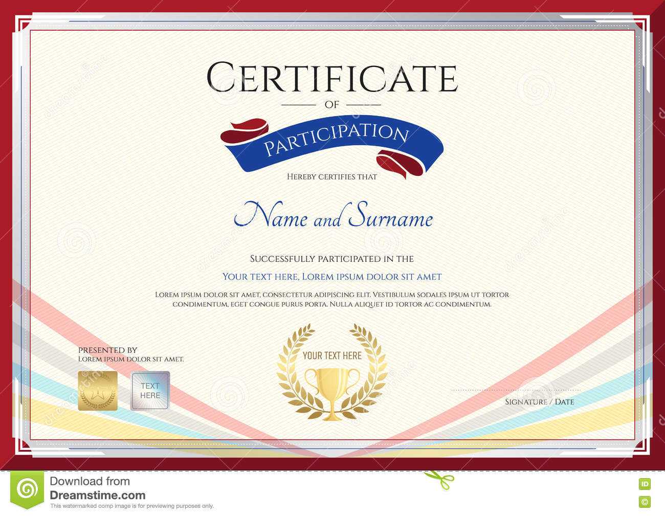 Certificate Template For Achievement, Appreciation Or For Conference Participation Certificate Template