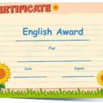 Certificate Template For English Award Illustration Inside Free Printable Blank Award Certificate Templates