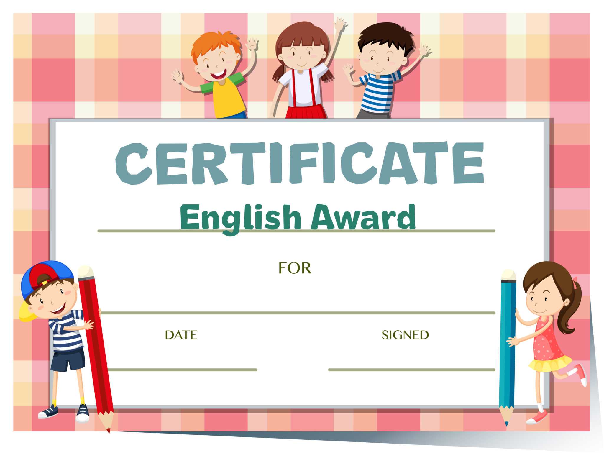 Certificate Template For English Award With Many Kids with Math