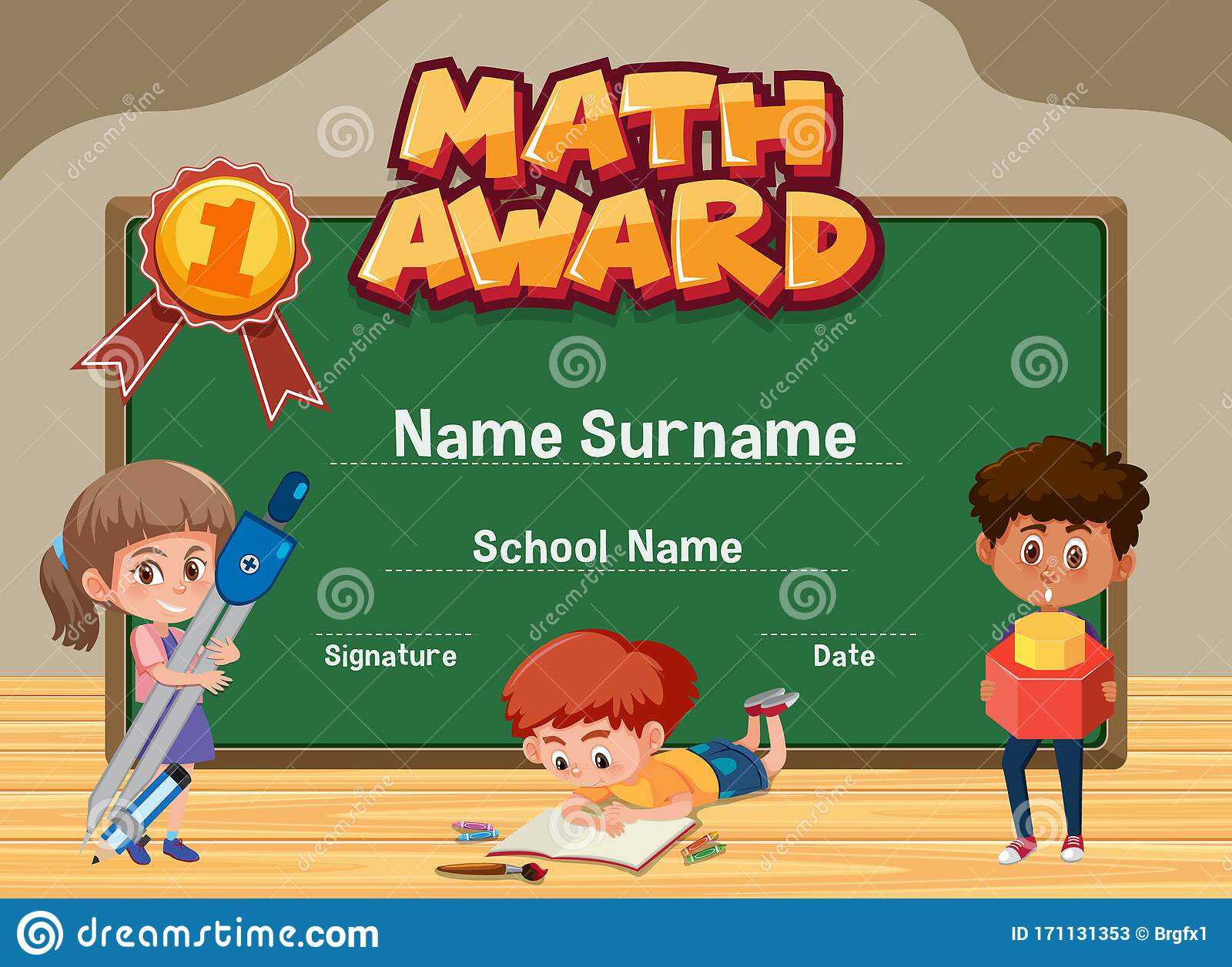 Certificate Template For Math Award With Kids In Classroom With Math Certificate Template