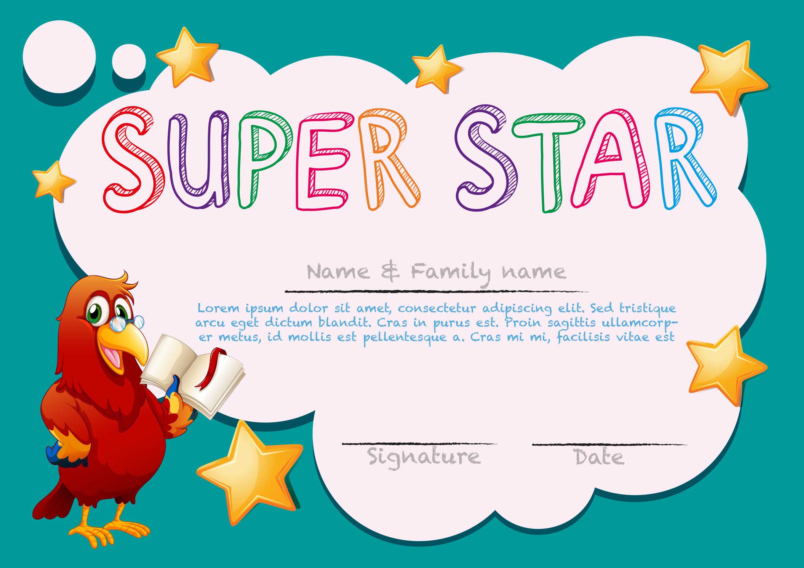 Certificate Template For Super Star – Download Free Vectors With Regard To Star Award Certificate Template