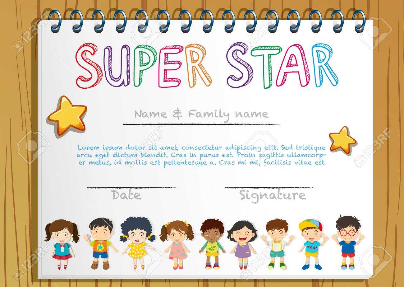 Certificate Template For Super Star Illustration Pertaining To Star Certificate Templates Free