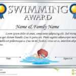 Certificate Template For Swimming Award Stock Vector Pertaining To Swimming Award Certificate Template