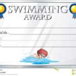 Certificate Template For Swimming Award Stock Vector With Swimming Award Certificate Template