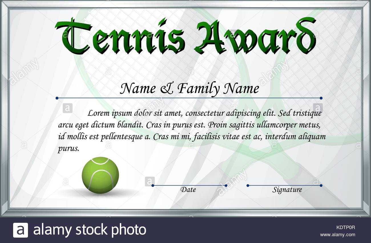 Certificate Template For Tennis Award Illustration Stock For Tennis Gift Certificate Template
