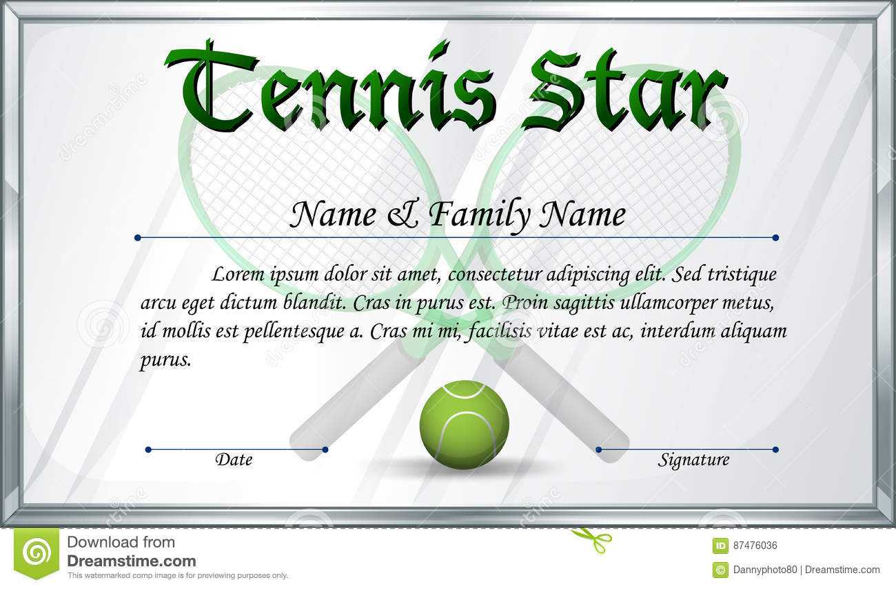 Certificate Template For Tennis Star Stock Vector For Free Softball Certificate Templates