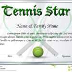 Certificate Template For Tennis Star Stock Vector Regarding Softball Certificate Templates Free