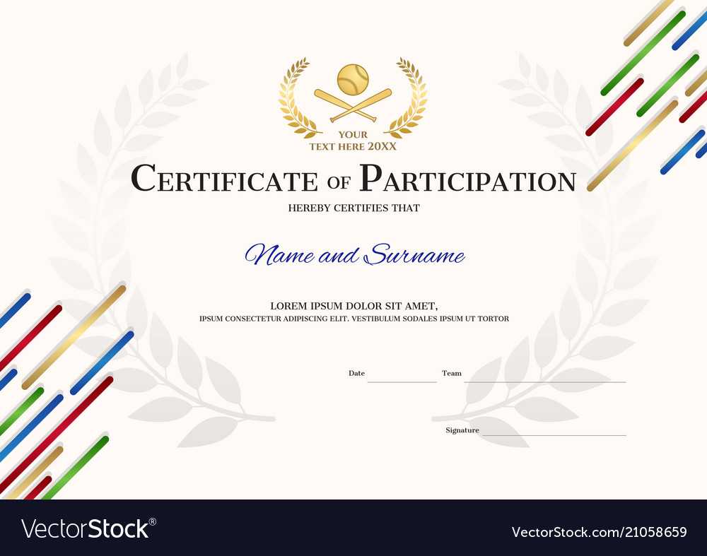 Certificate Template In Baseball Sport Theme With Pertaining To Athletic Certificate Template