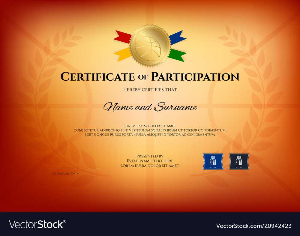 Certificate Template In Basketball Sport Theme Vector Image In Basketball Camp Certificate Template