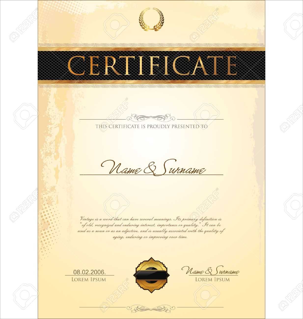 Certificate Template Intended For Free Stock Certificate Template Download
