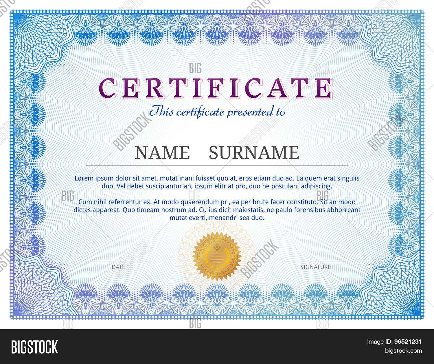 Certificate Template Vector & Photo (Free Trial) | Bigstock With Validation Certificate Template