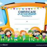 Certificate Template With Children And School Bus Inside School Certificate Templates Free
