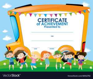 Certificate Template With Children And School Bus within Certificate Templates For School