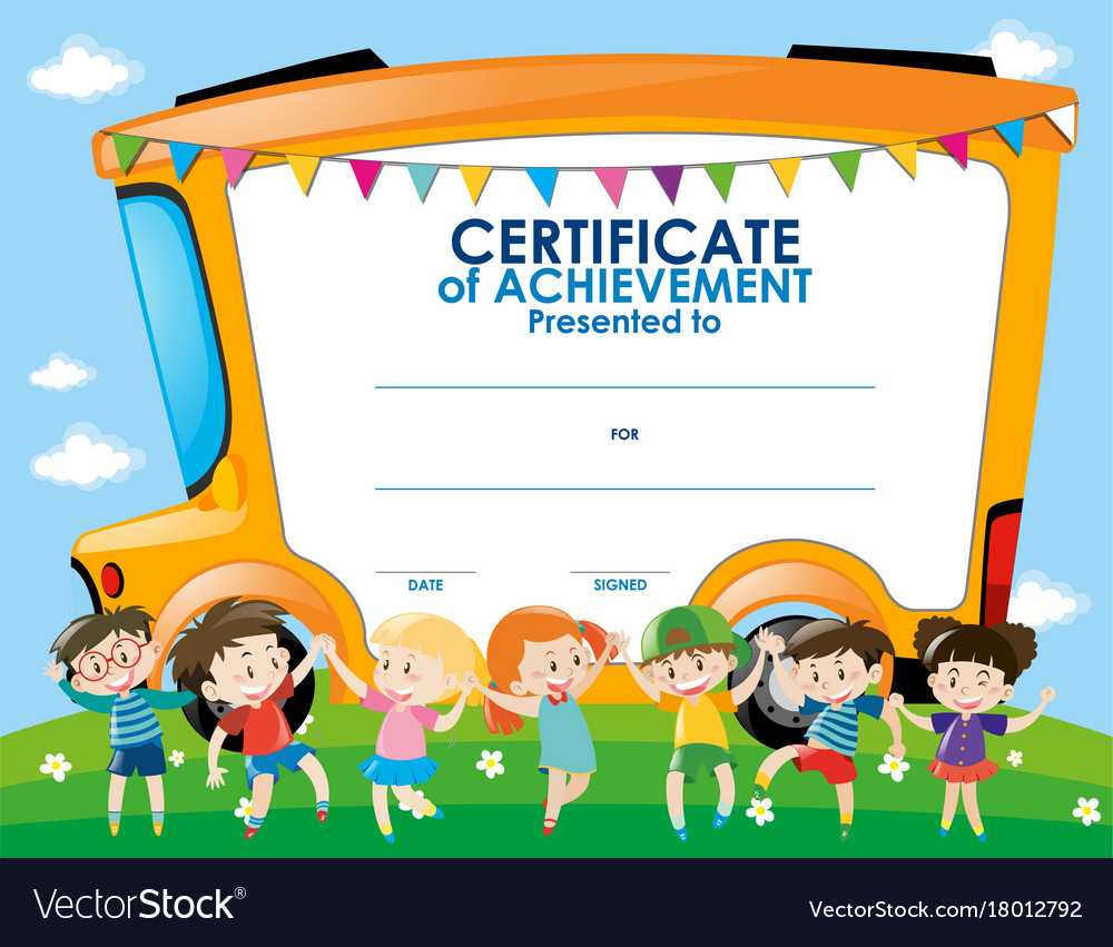Certificate Template With Children And School Bus Within Free School Certificate Templates