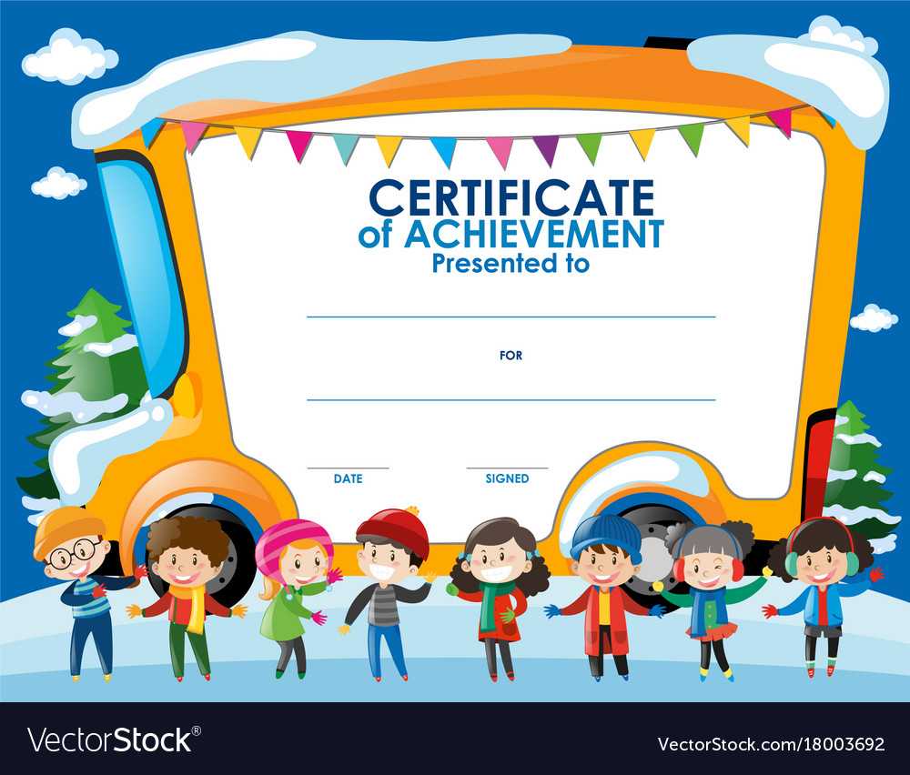Certificate Template With Children In Winter With Regard To Free Kids Certificate Templates
