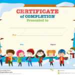 Certificate Template With Happy Children In Winter Stock In Basketball Camp Certificate Template