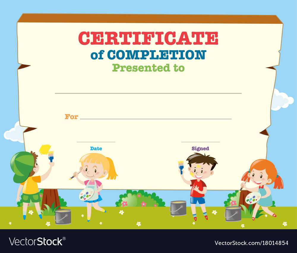 Certificate Template With Happy Children Regarding Free Kids Certificate Templates